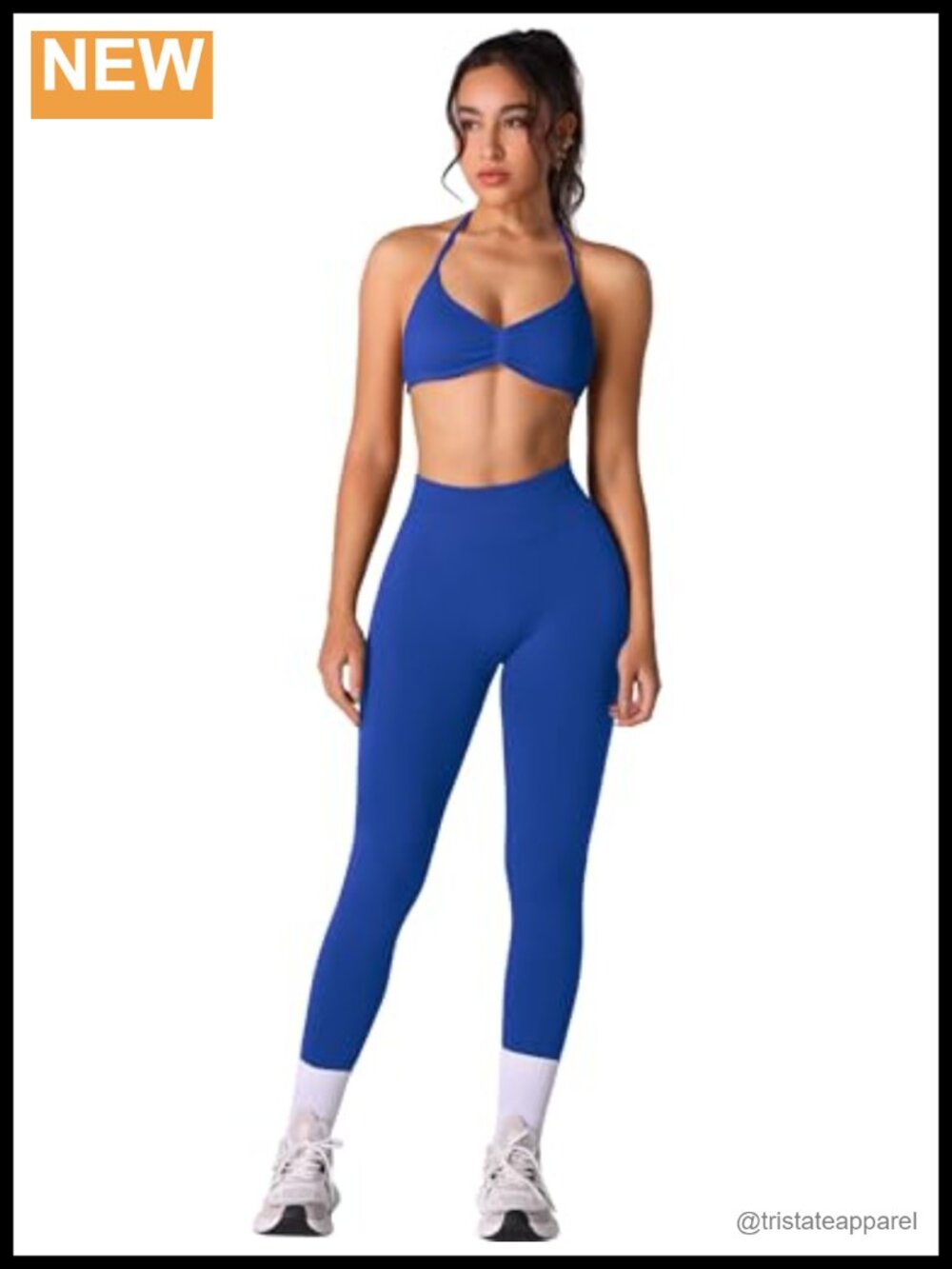 Seamless Halter Sports Bra and Leggings Workout Set 2 Piece Gym Yoga Outfit